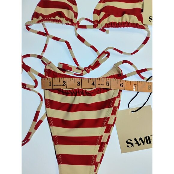 SAME LOS ANGELES 2 PC BIKINY WOMENS Triangle Top And String Bootom S Striped - Picture 7 of 10